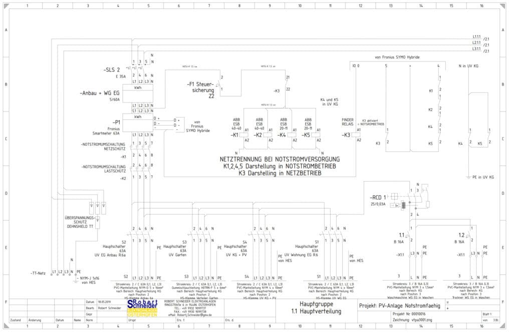 Elektroplanung, planen von Elektroanlagen, Planerstellung - Plan einer Elektroanlage
